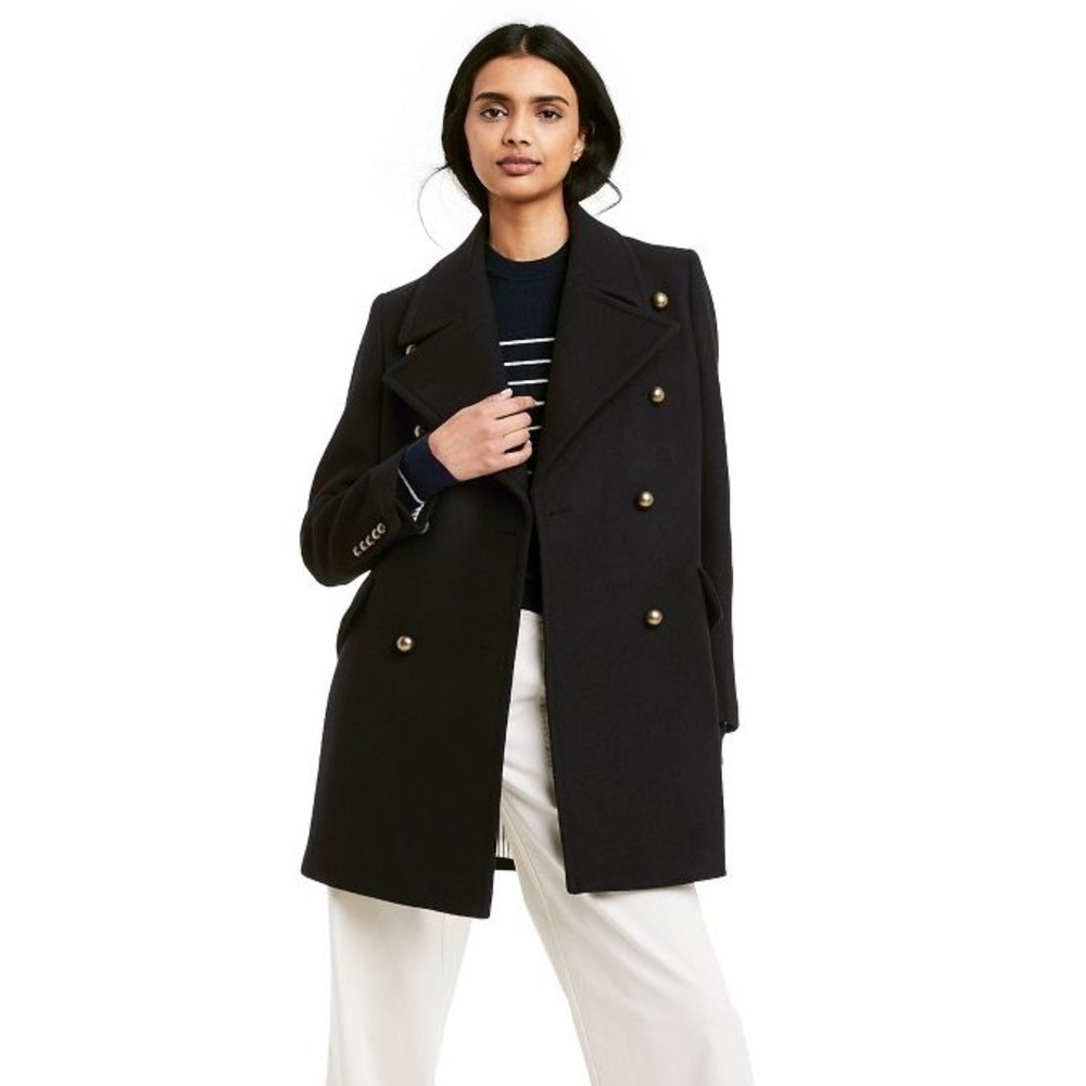 Nili Lotan For Target Coat Size XS Double Breasted Black Wool Blend Pea Coat NWT